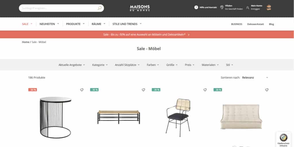 Maisons Du Monde - die besten Möbel Online Shop